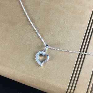 925 Sterling Silver Heart Necklace with CZ